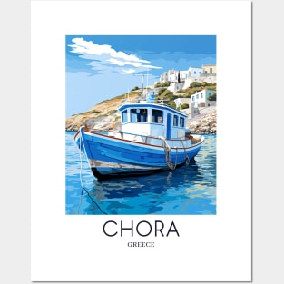 A Pop Art Travel Print of Chora Andros Island - Greece Posters and Art